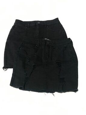 Black Denim Goth Punk Grunge Skirts lot SMALL Distressed Ripped